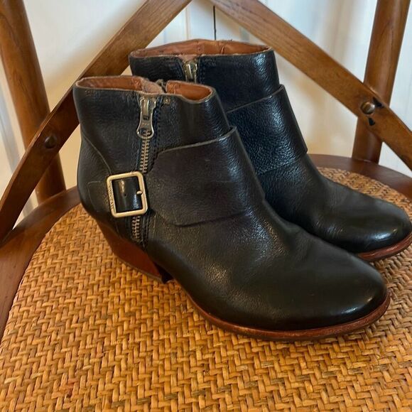 Korkease Morosita block heel full grain leather black booties size 6 - Picture 7 of 12
